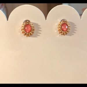 Classy Pink, Crystal & Gold Fashion Earrings